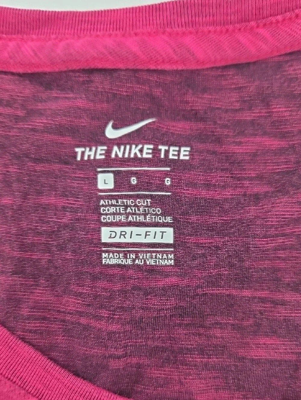 Nike Women's Heathered Magenta Short Sleeve Tee with White Swoosh